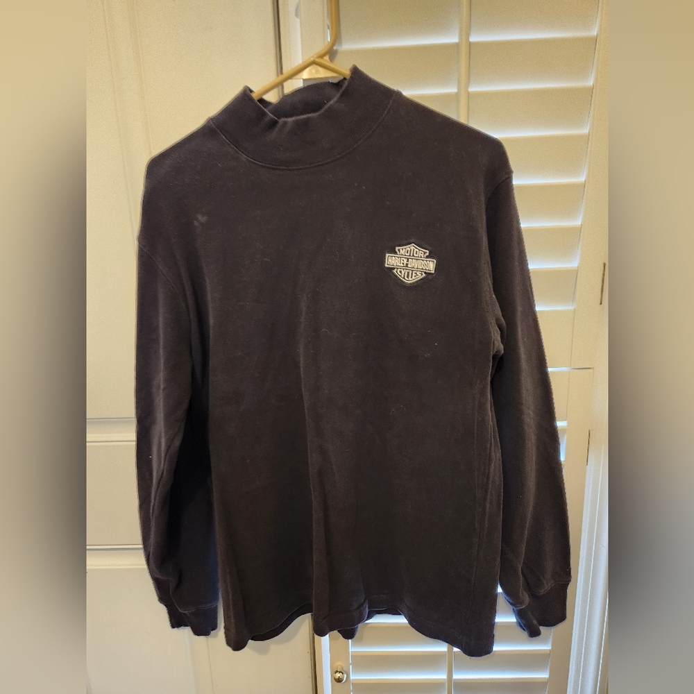 Vintage Harley Davidson Mock Turtle Neck Heavy Long Sleved Shirt SZ Small Black